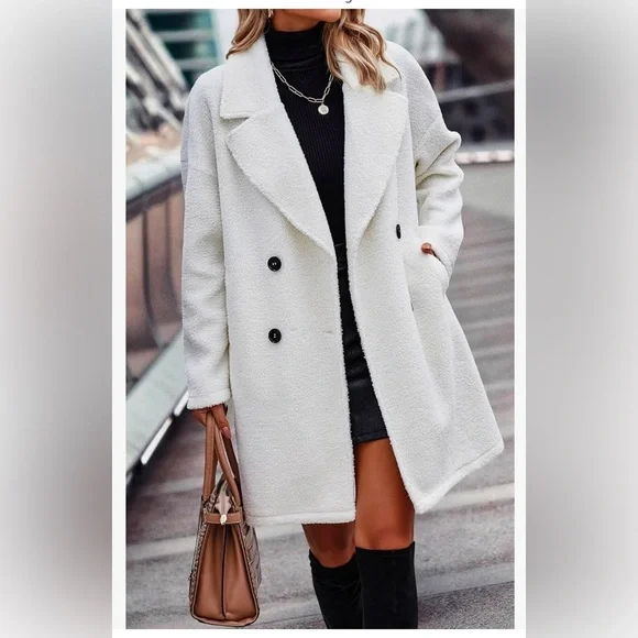 Angashion Long Sherpa Coat - Picture 3 of 9